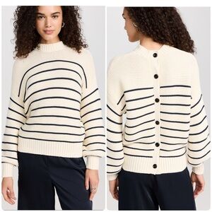 NEW Medium Alex Mill Button-Back Reversible Crewneck Cotton Cardigan Sweater